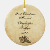  Seapaarden 1e kersthuwelijksliefde Keramisch Ornament (Achterkant)