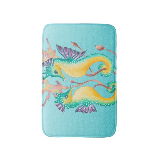 Seapaarden Algae Blue Badmat (Voorkant Verticaal)