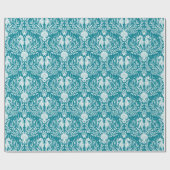 Seapaarden Damask Pattern Blauwgroen Blue en White Cadeaupapier (Vlak)