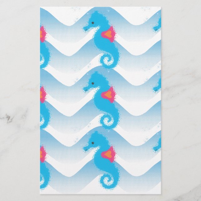 Seapaarden en Blue Waves Pattern (Voorkant)