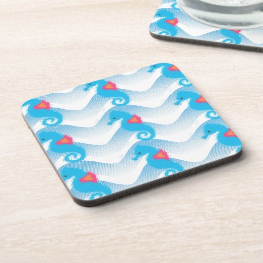 Seapaarden en Blue Waves Pattern Bier Onderzetter (Linkerzijde)