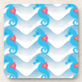Seapaarden en Blue Waves Pattern Bier Onderzetter (Voorkant)