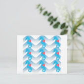 Seapaarden en Blue Waves Pattern Briefkaart (Staand voorkant)