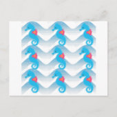Seapaarden en Blue Waves Pattern Briefkaart (Voorkant)