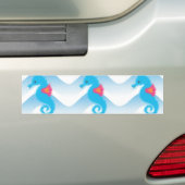 Seapaarden en Blue Waves Pattern Bumpersticker (Op auto)