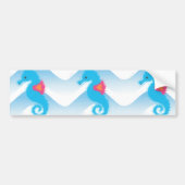 Seapaarden en Blue Waves Pattern Bumpersticker (Voorkant)