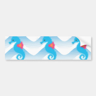 Seapaarden en Blue Waves Pattern Bumpersticker