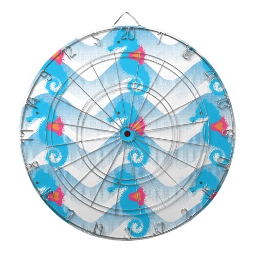 Seapaarden en Blue Waves Pattern Dartbord (Voorkant)