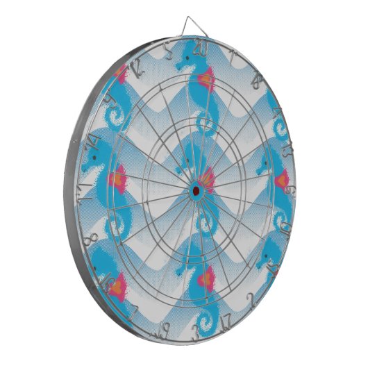 Seapaarden en Blue Waves Pattern Dartbord (Voorkant Links)