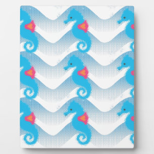 Seapaarden en Blue Waves Pattern Fotoplaat