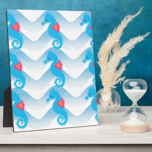 Seapaarden en Blue Waves Pattern Fotoplaat (Zijkant)