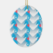 Seapaarden en Blue Waves Pattern Keramisch Ornament (Rechts)