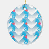 Seapaarden en Blue Waves Pattern Keramisch Ornament (Links)