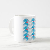 Seapaarden en Blue Waves Pattern Koffiemok (Voorkant links)