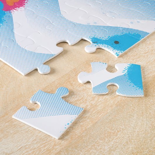 Seapaarden en Blue Waves Pattern Legpuzzel (Zijkant)