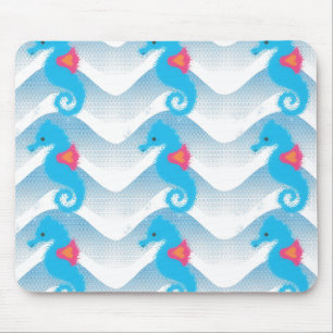 Seapaarden en Blue Waves Pattern Muismat
