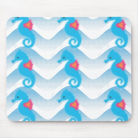 Seapaarden en Blue Waves Pattern Muismat (Voorkant)