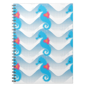 Seapaarden en Blue Waves Pattern Notitieboek