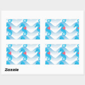 Seapaarden en Blue Waves Pattern Rechthoekige Sticker (Vel)