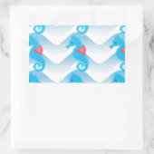Seapaarden en Blue Waves Pattern Rechthoekige Sticker (Tas)