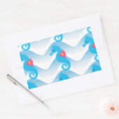 Seapaarden en Blue Waves Pattern Rechthoekige Sticker (Envelop)