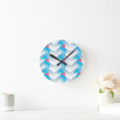 Seapaarden en Blue Waves Pattern Ronde Klok (Huis)
