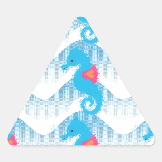 Seapaarden en Blue Waves Pattern Sticker (Voorkant)