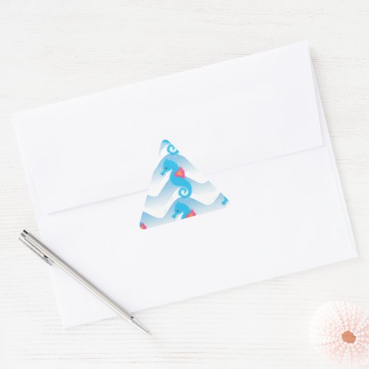 Seapaarden en Blue Waves Pattern Sticker (Envelop)