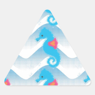 Seapaarden en Blue Waves Pattern Sticker