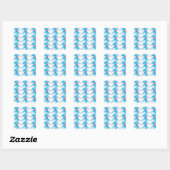 Seapaarden en Blue Waves Pattern Vierkante Sticker (Vel)