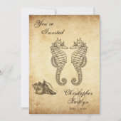  Seapaarden en Conch Shell Beach Wedding Kaart (Voorkant)