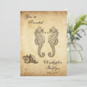  Seapaarden en Conch Shell Beach Wedding Kaart (Staand voorkant)