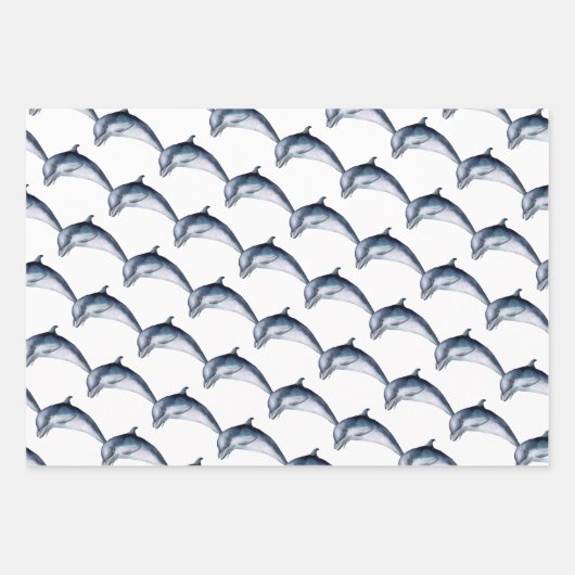 Seapaarden en Dauphins, Nautical Matching Design Inpakpapier Vel (Voorkant 3)