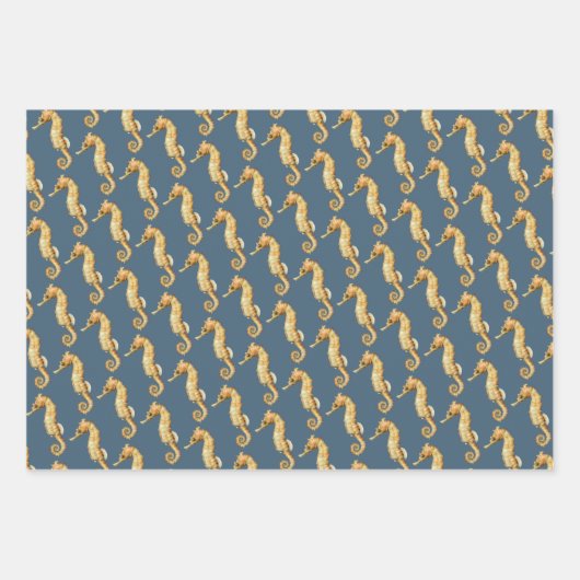 Seapaarden en Dauphins, Nautical Matching Design Inpakpapier Vel (Voorkant 2)
