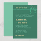 Seapaarden en hart - zee groene trouwuitnodiging kaart (Voorkant / Achterkant)