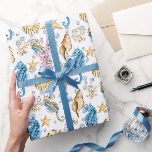 Seapaarden en Starfish in bubels Cadeaupapier (Geschenken)