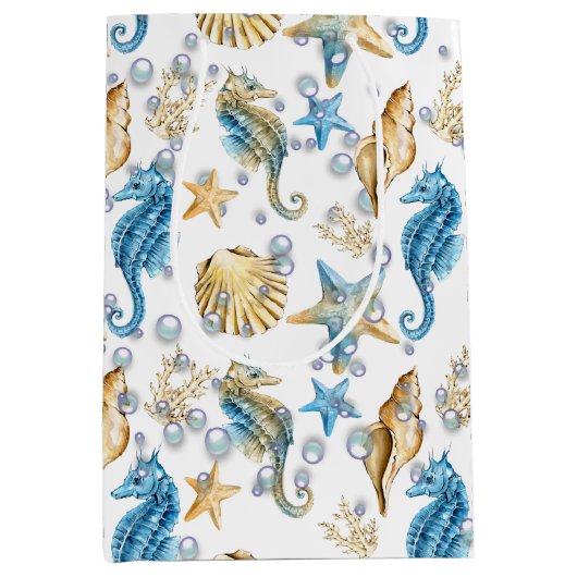 Seapaarden en Starfish in bubels Medium Cadeauzakje (Voorkant)