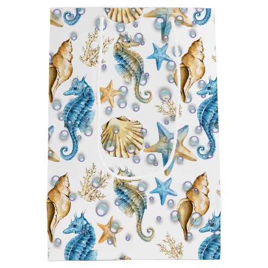 Seapaarden en Starfish in bubels Medium Cadeauzakje (Achterkant)