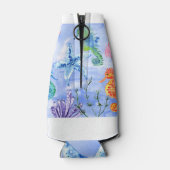 Seapaarden en Starfish met koraalpatroon Flesjeskoeler (Achterkant)