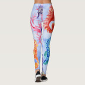 Seapaarden en Starfish met koraalpatroon Leggings (Achterkant)