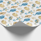 Seapaarden en Starfish On White Cadeaupapier (Hoek)