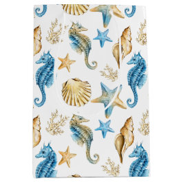 Seapaarden en Starfish On White Medium Cadeauzakje
