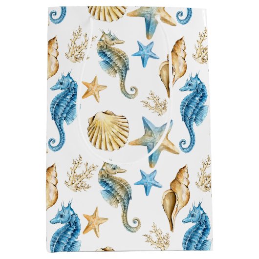 Seapaarden en Starfish On White Medium Cadeauzakje (Voorkant)