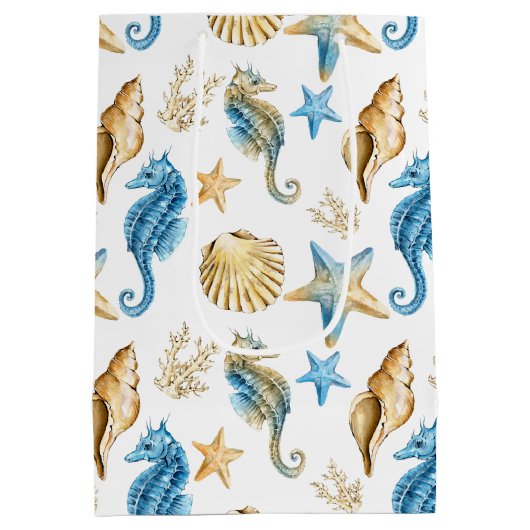 Seapaarden en Starfish On White Medium Cadeauzakje (Achterkant)