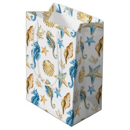 Seapaarden en Starfish On White Medium Cadeauzakje