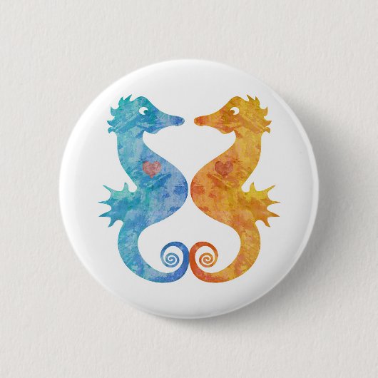 Seapaarden in Love Ronde Button 5,7 Cm (Voorkant)