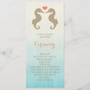Seapaarden in Love Wedding Ceremony Programme Programmakaart