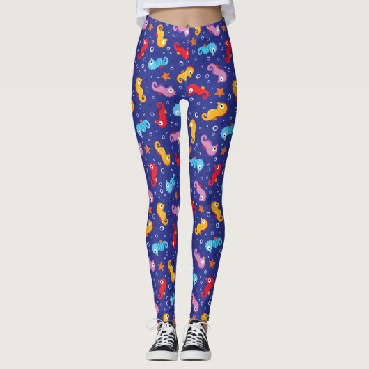 Seapaarden Naadloos patroonpatroon Leggings (Voorkant)