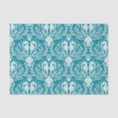 Seapaarden Ocean Zee Life Damask Patroon Blauwgroe Tissuepapier (Voorkant)