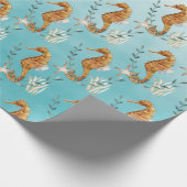Seapaarden onder het Caraïbisch Zee Turquoise Blue Cadeaupapier (Hoek)